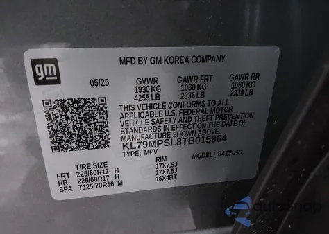 2026 Chevrolet Trailblazer Fwd Lt from USA, damaged, VIN KL79MPSL8TB015864